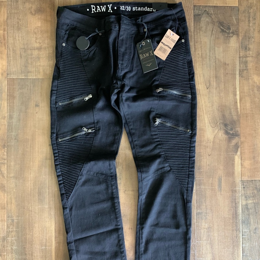 Raw X mens size 32/30 black biker jeans
